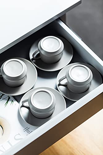 Yhosseun Espresso Cups With Saucers Set 4 Oz Porcelain Espresso Coffee Cup And Metal Stand For Cappuccino, Latte, Cafe Mocha And Tea, Set Of 6, Gray #TOP5