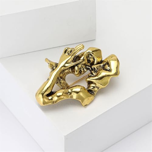 Image of Couples Kiss Shape Brooch Pins For Women Men Fashion Unique Corsage 3D Portrait Abstract Art Lovers Face Badge Lapel Pin Dress Suit Clothes Accessories Vintage Unisex Jewelry