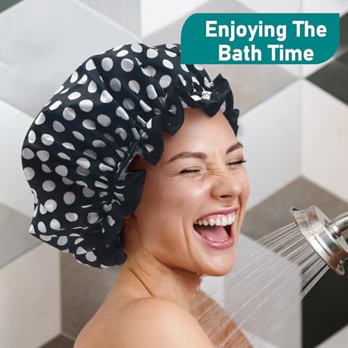 Shower Cap and Bath Sponge Sets, Double Layer Waterproof Shower Caps, Fine Shower Sponge Shower Caps Bath Accessories - Image 3