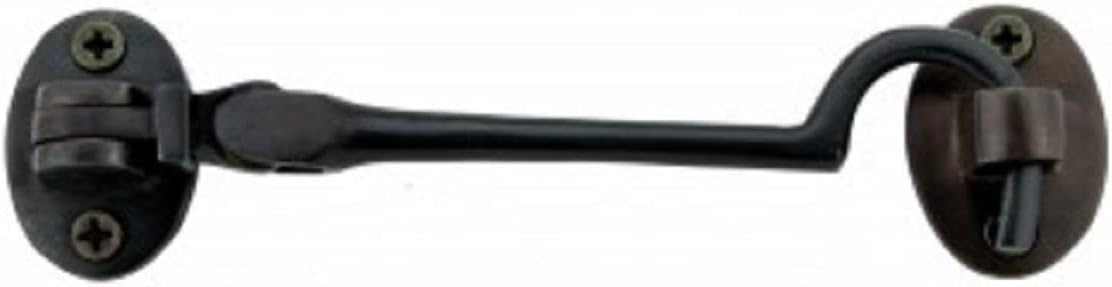 Renovators Supply Manufacturing Door Latch Lock 4 in. Hook Brass Swivel Style Hook and Eye Latch for Door in Oil Rubbed Bronze Finish with Mounting Hardware Pack of 1 Oil Rubbed Bronze