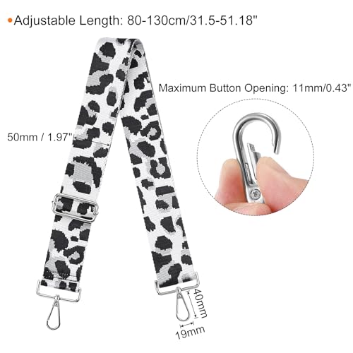 Image of uxcell Purse Strap Replacement, 31-51inch Adjustable Polyester Leopard 2inch Wide Crossbody Shoulder Strap for Handbag Guitar(White, Silver Buckle)