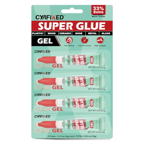 Super Glue Gel Pro, 4 x 4g Single-Use Superglue Tubes for Wood Crafts
