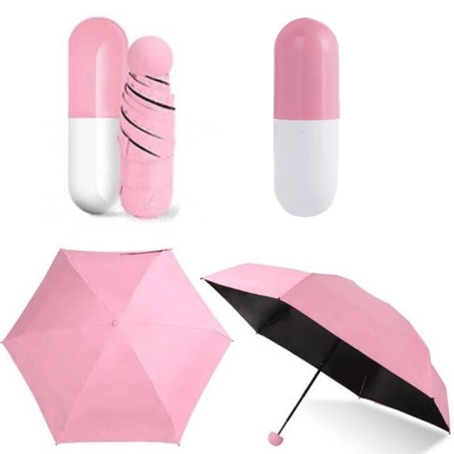 WoomzyUmbrella Fancy Magic Umbrella Changing Secret Blossoms Occur with Water Magic Print 3 Fold Umbrella for Girls, Women, Boys, Men & Children umm (Capsule Pink)