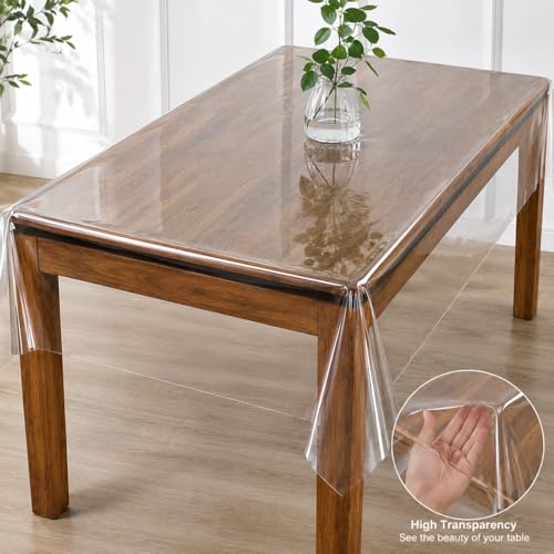 Image of CASA-NEST 40x60 Inch Transparent PVC Table Cover Without Lace | Waterproof Dining Table Protector | Clear Plastic Table Cover | Easy to Clean, Heat & Scratch Resistant