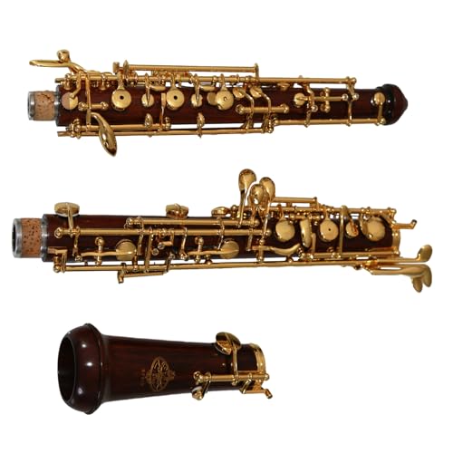 Rochix Oboe Professional Performance Level RFG13 Redwood Body Gold Plated Full Automatic C Tone with 2 Reeds 1 Cleaning Cloth 1 Oboe Swab 1 Thumb Rest 1 Case and More