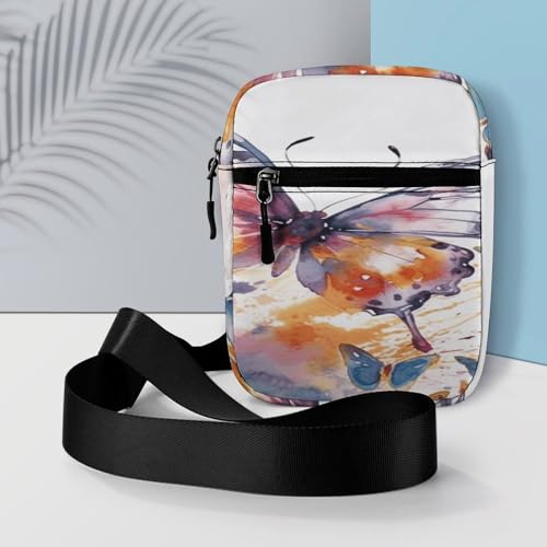 Small Satchel,Watercolor Butterfly Print Small Shoulder Bag,small Messenger Satchel Bags,mini Bag with Adjustable Strap 6