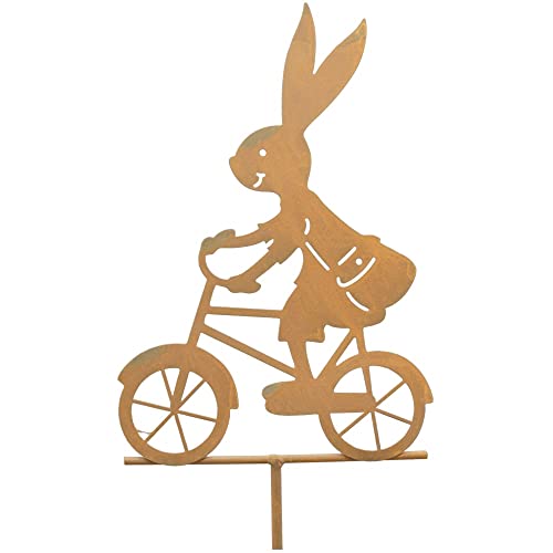 matches21 Gartenstecker Hase Fahrrad Metall Rostoptik Erdspieß Blumen...
