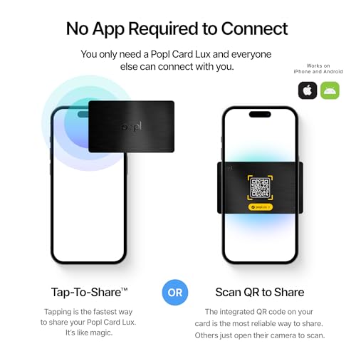 Image of Authentic Patented Popl Card (Avoid Fake Knockoffs) - Smart NFC Networking Card - Simply Tap to Exchange Contact Info, Capture Leads, & Manage Contacts (Limited Edition Black Lux)