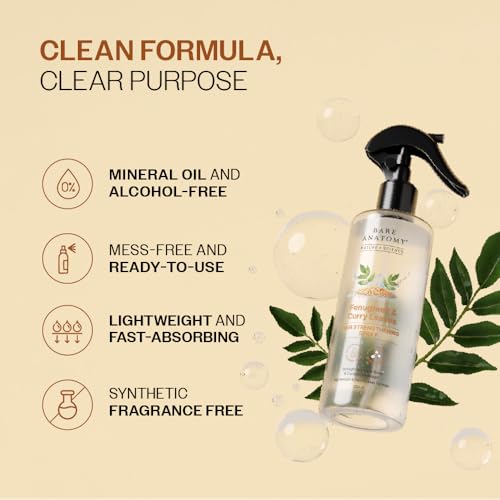 Image of Bare Anatomy Nature x Science Fenugreek and Curry Leaves Hair Spray | Strengthens Roots & Controls Breakage | Lightweight & Non-Sticky Formula | Maintains Natural Shine & Smoothness | 200ml (Pack of 2)