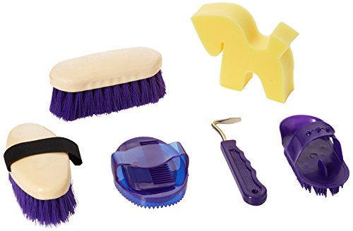 William Hunter Equestrian Junior Grooming Bag - Purple - A Handy Grooming Bag with Junior Size Brushes For Those with Smaller Hands - White by William Hunter Equestrian
