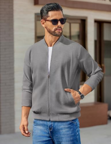 Image of COOFANDY Mens Light Cotton Bomber Jacket Flight Casual Softshell Varisty | Lightweight Zip Up Jackets,Soft Breathable Fabric,Perfect for Streetwear Daily Commute Travel,Fashion Windbreaker for Winter