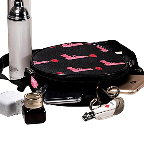 Rose Gun Cross Body Bag Sling Bags Canvas Messenger Bag For Men&Women Round Purse #TOP4