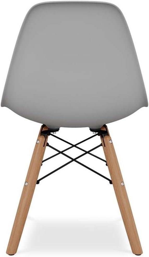 MAKLAINE Kids Chair, 21.75 in Plastic and Wood, Gray Finish, Ergonomic Design with Curved Back, Modern Playroom Seating, Sturdy Wire Metal Base, Lightweight Chair for Coloring and Snacks
