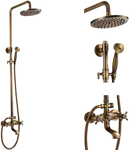 Retro Doccia Set Miscelatore Bronzo retrò Colonna per Doccia Soffione A Mano Regolabile