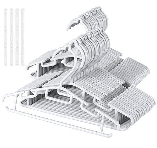 Ilauke Cintre Bébé Plastique, Lot de 40 Cintres de Vêtements pour Enfants, Antidérapant Multifonctionnel Cintres de Bebe, 30cm Gris
