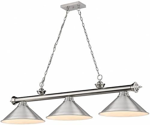 Miniatura 9 de Z-Lite 2306-3MB-BN-BN15 - Colgante de billar con cordón, 3 luces, 180 vatios totales, negro mate y níquel cepillado