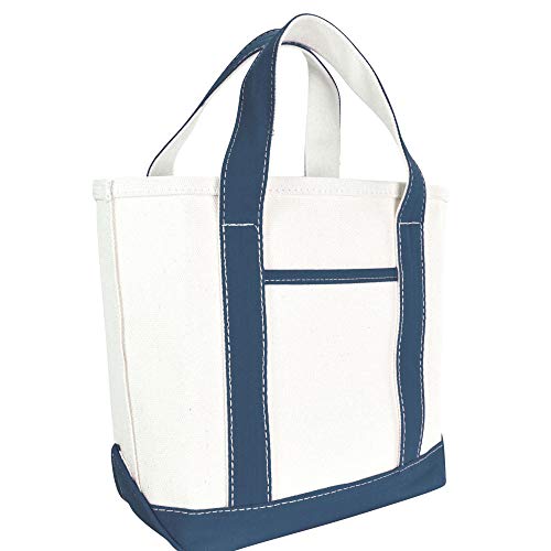 Dalix 14" Mini Small Cotton Canvas Party Favor Wedding Gift Tote Bag In Navy Blue #TOP1