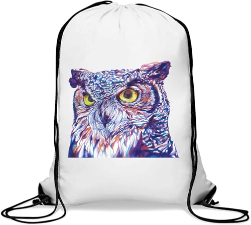 Trippy - Sacca con gufo colore: e con coulisse Taglia unica da palestra blu bianco viola