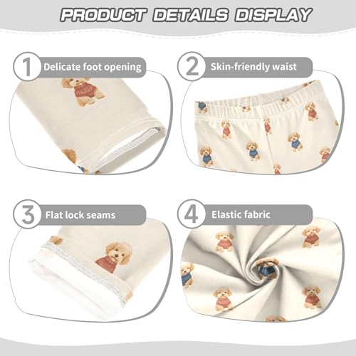 Brown Dogs Pattern Girls Leggings Soft Comfortable Athletic Leggings Dancing Pants for 4-10 Years3