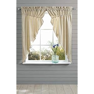 Piper classics farmhouse prairie curtain gathered swag curtain 63 long beige farmhouse or country decor curtain  urban country home decor