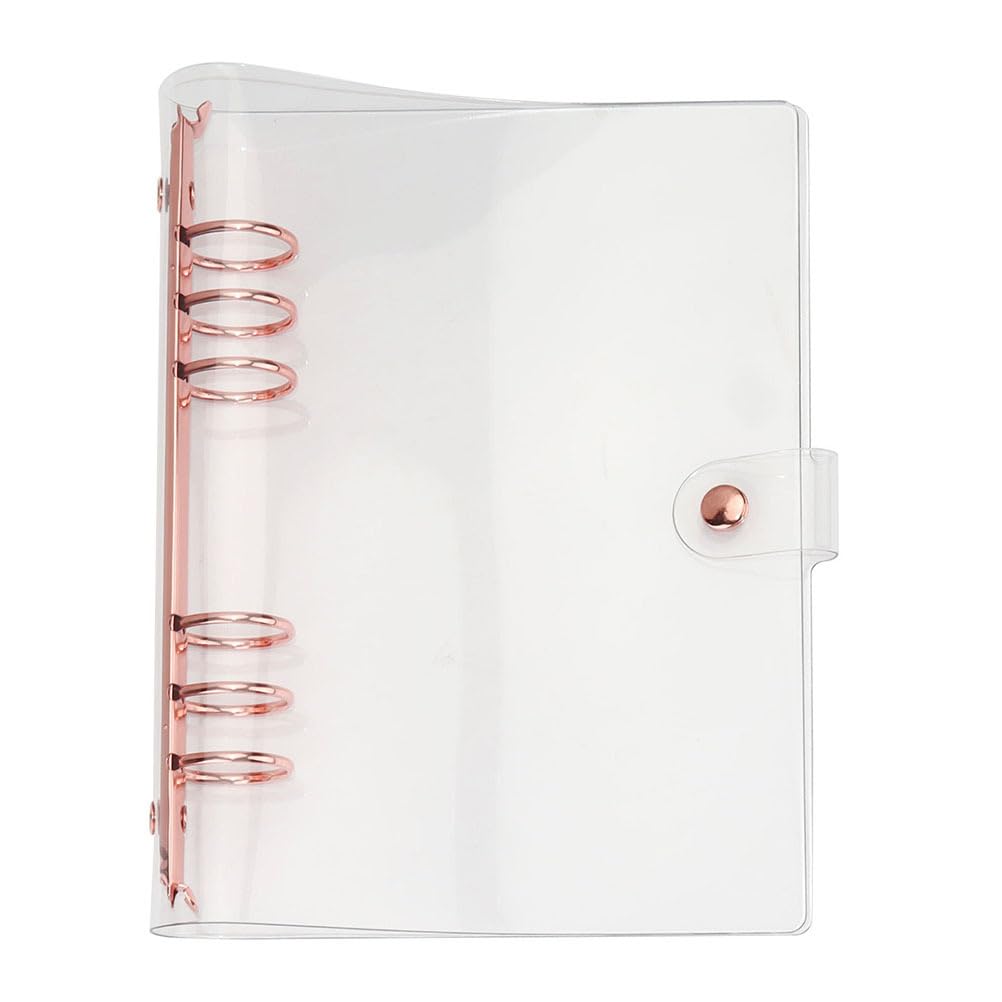 SEWACC A5 Loose-Leaf Notebook Cover Transparent Pvc Binder Cover Portable Protective Hard for Scrapbook Journal and Office Use
