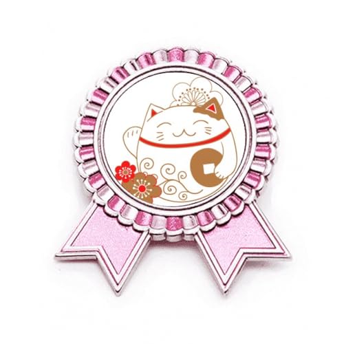 Broche chat japonais en cuivre rose taille M idéale sur une veste