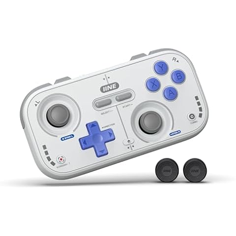 IINE Retro Pocket Wireless Game Controller – Compact Gamepad with Hall Effect Joysticks, Customizable Buttons, 1000Hz Polling Rate – Compatible with PC, Switch, Mobile, Steam Deck, Tablet (Grey) Cover