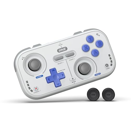 IINE Retro Pocket Wireless Game Controller – Compact Gamepad with Hall Effect Joysticks, Customizable Buttons, 1000Hz Polling Rate – Compatible with PC, Switch, Mobile, Steam Deck, Tablet (Grey)