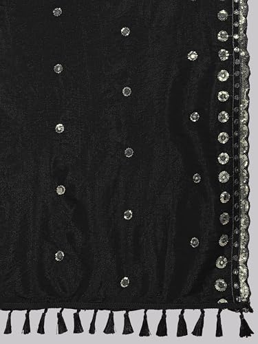 Image of KEMZA Organza Embroidered Dupatta with Mirror & Sequence Work, Tassel Lace Border, Floral Butti Design