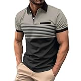 Herrenmode Frühjahr und Sommer, lässig, kurzärmelig, Knöpfe, einfarbig, kurzärmelig, T-Shirt-Oberteile Teure Poloshirts (Khaki, L)