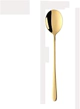 Colheres/colheres de sopa Sopa de cor colheres de aço inoxidável colher redonda, titânio banhado a talheres alimentares colher de grau espessa colher de sopa 8.1in / 6in Colheres de Mesa/Colheres de