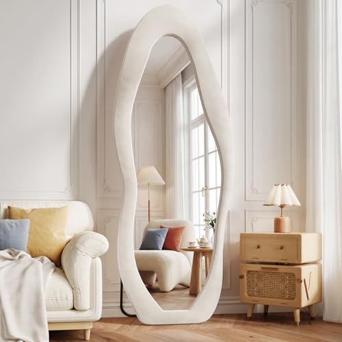 Image of Koonmi Full Length Mirror 71 inchx30 inch, Irregular Flannel Floor Mirrors