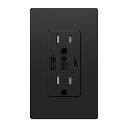 Miniatura 30 de ELEGRP Tomacorrientes USB, toma de pared de 3 puertos, toma eléctrica de 30 W 6.0 A, toma de corriente resistente a manipulaciones de 15 amperios
