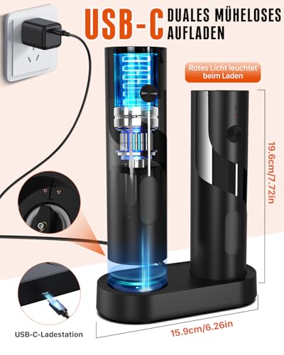 Homtronic Salz und Pfeffermühle Elektrisch 2er Set, 110ml Große Kapazität – Ansicht 4