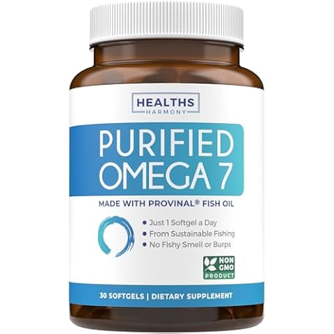 Purified Omega 7 Softgels (1 Month Supply) More Omega 7 & Less Palmitic Acid Than Sea Buckthorn Oil - Provinal Sustainable Peruvian Anchovy Fish Oil Supplement - Non-GMO & Gluten Free - 30 Capsules Cover