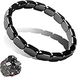 Generisch Pulsera de hematites para hombres y mujeres, pulsera elástica con cuentas cuadradas de piedra negra, joya simple como regalo simbólico