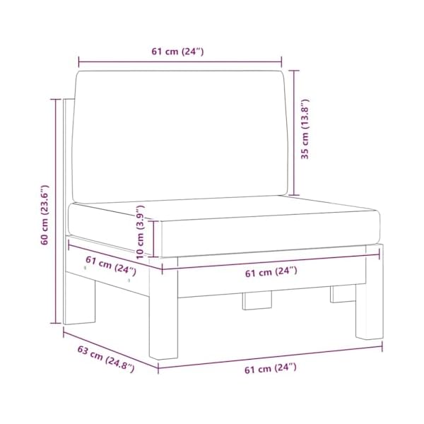 vidaXL 2X Acacia Solide Canapés Centraux avec Coussins Canapés Centraux de Patio Meuble de Terrasse Canapés de Jardin Extérieur Blanc Crème