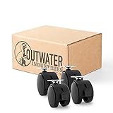2-3/8' Wheel Diameter | Black Nylon Swivel Hooded Hercules Twin Wheel Caster with Brake | 1-1/2' Square Top Plate | Swivel Radius of 2-7/8' | 4 Pack by Outwater