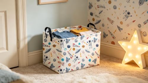 Image of Sanjiaofeng Rectangular Astronaut Basket,Dirty Clothes Basket,Party Baskets,Space Room Decor(Rocket)
