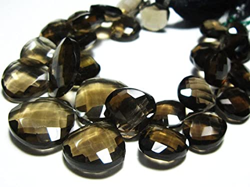 Quartz fumé perle cœur facetté 11-20mm fil de pierre naturelle 260 carats pour loisirs créatifs