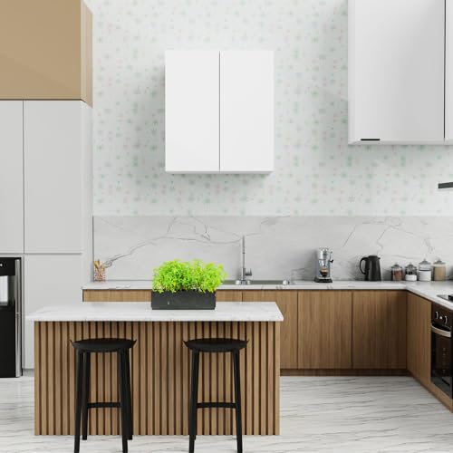 Image of 2 Door Multipurpose Wall Mounted Cabinet with Adjustable & Fixed Shelf | Storage for Modular Kitchen, Bathroom, Office & Living Room | Assembly-DIY | Color-White | Size-60x33x63.8 Cm