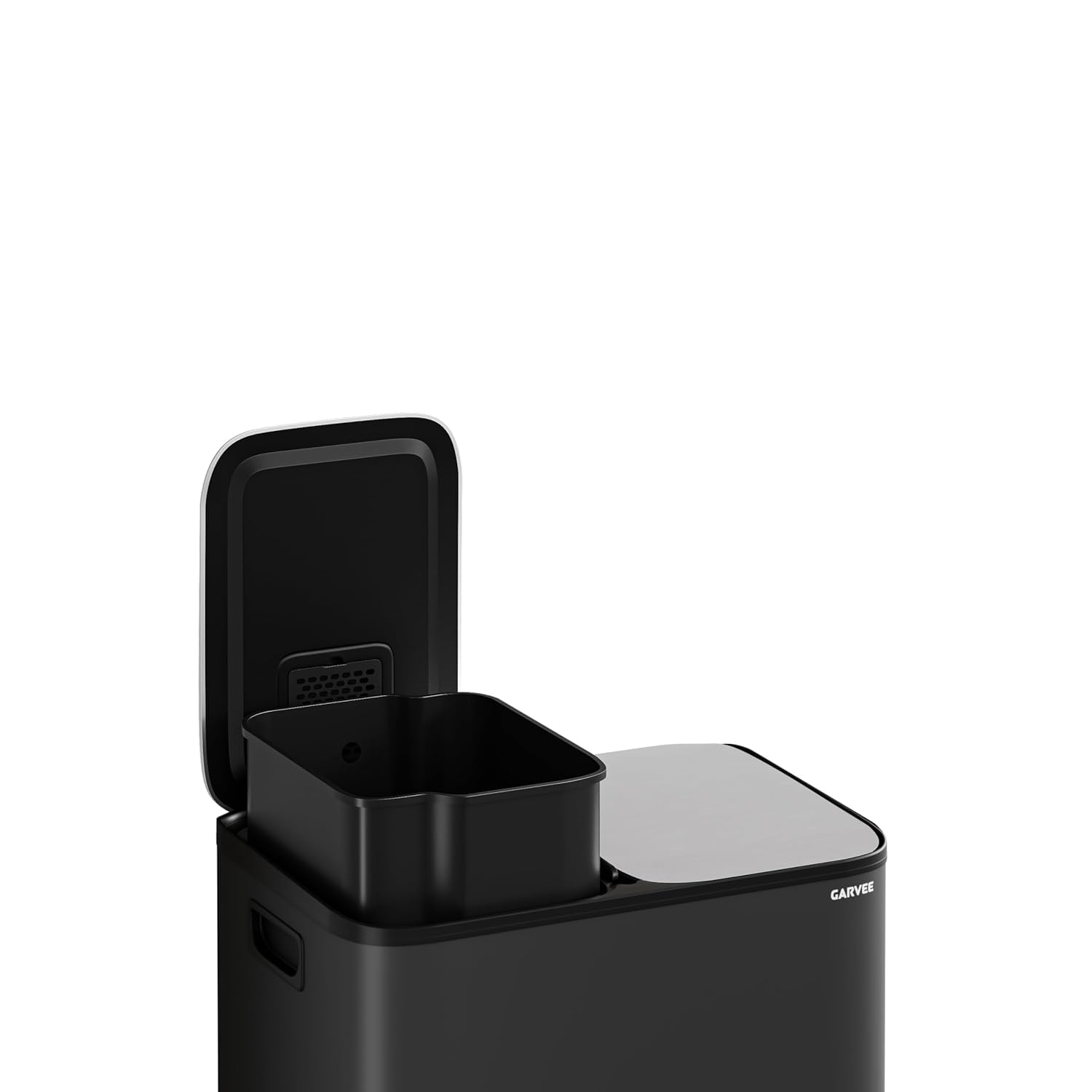 Garvee Cubo de Basura Doble de Acero Inoxidable con Pedal 2x15L – Cierre Suave y Silencioso para Cocinas Pequeñas Reciclaje, Negro