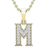 Dazzlingrock Collection Colgante de letra inicial de diamante blanco redondo de 0,10 quilates (quilates), disponible en alfabeto y metal de 14 quilates/18 quilates y plata de ley 925, Oro amarillo