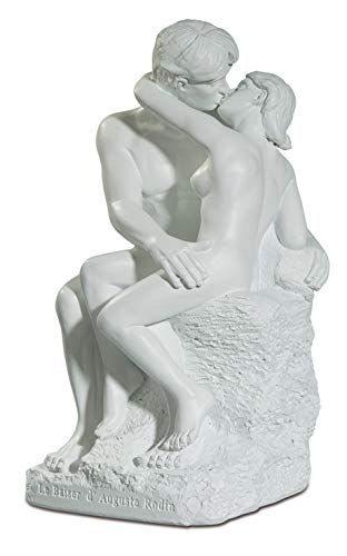 Vianaya Reproduction of the Statue The Kiss of Rodin Statue Large 20 cm White Resin Stone Look