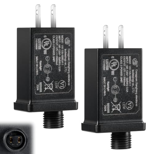 Image of 2 Pack Replacement Yard Inflatable Adapters, 12V 2.0A Class 2 Power Supply | Low Voltage Transformers US Plugs, for Halloween, Thanksgiving and Christmas Yard Inflatables and Outdoor Decor