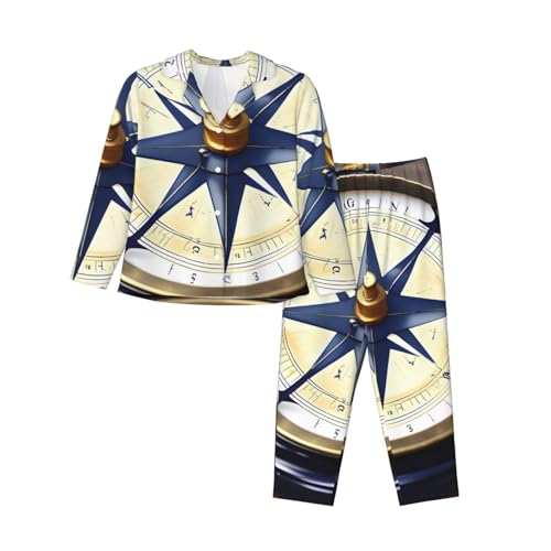 Ensemble pyjama 2 pièces femme imprimé marine manches longues nuit