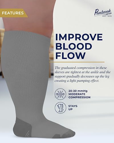 Pembrook Plus Size Compression Socks Wide Calf  - Up To 6Xl | 20-30 Mmhg Wide Calf Compression Socks For Women Plus Size | Extra Wide Calf Compression Socks Women #TOP1