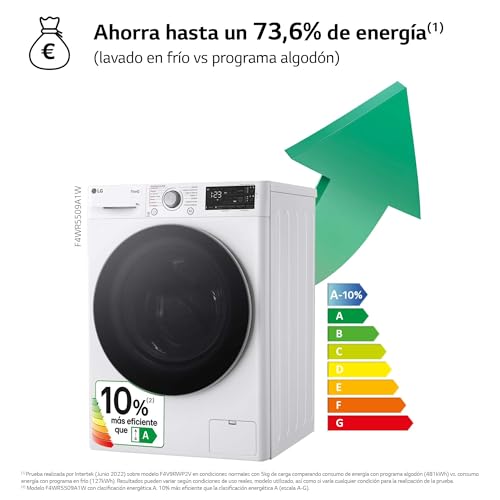 Miniatura 5 de LG F4WR5509A1W - Lavadora Inteligente, 9Kg, 1400rpm, Carga Frontal, AI Direct Drive, TurboWash 360º, Autodosificador, Clasificación A, Serie 500, Blanco