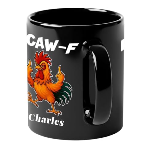 Personalized Cawf Funny Rooster Coffee 15oz Mug – Custom Name