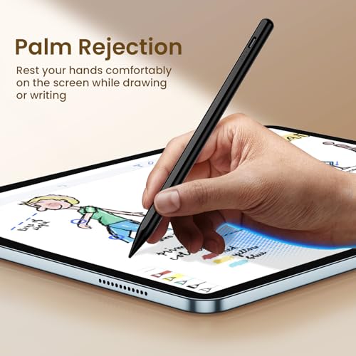 Image of Hastraith Stylus Pen for iPad(2018-2026)-13 Mins Fast Charge with Tilt Sensitivity & Palm Rejection for iPad 11 /10 /9 /8 /7 /6th Gen, Air 5 /4 /3 /M4 /M3 /M2, Pro 13 inch /12.9 inch /11 inch /M4, Mini 7 /6 /5th, Black